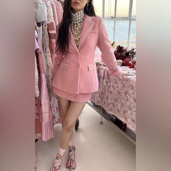 LoveShackFancy Lula blazer in powdered pink NWT XS - Picture 2 of 13